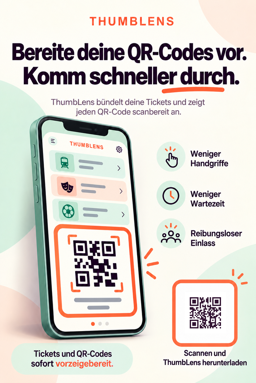 Deutsches ThumbLens Profi-Plakat mit Download-QR-Code